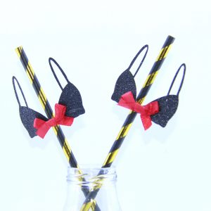 קש ספירלה שחור זהב + קישוט חזייה שחור 4 יח'