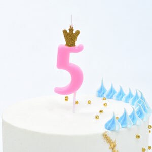נר ורוד ספרה 5 כתר זהב