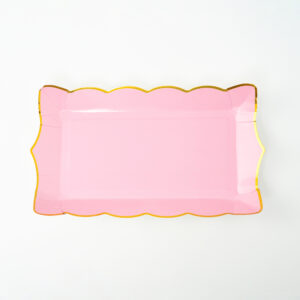 מגש 16*28 ורוד בייבי פס זהב 10 יח'