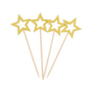 קיסמים כוכבים חלולים גליטר 10 יח' זהב *מבצע*