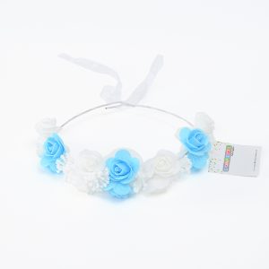 זר תכלת לבן 14 פרחים PVC