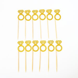 קיסם טבעת גליטר זהב 12 יח'