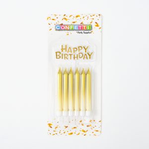 נרות זהב אומברה 6 יח' + לוחית HB
