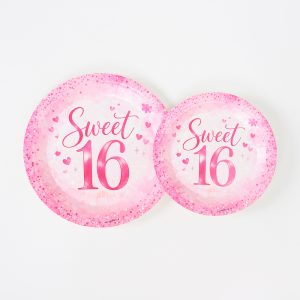 צלחות גיל 16 סוויט סיקסטין 8 יח' קטן